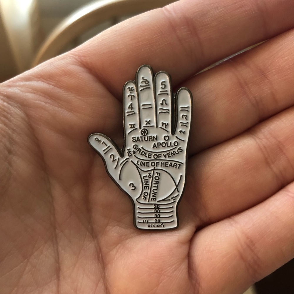 Palmistry Hand Enamel Lapel Pin Brooch - Picture 2 of 5